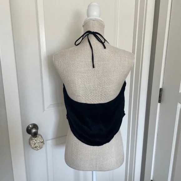 Wild Fable | Black Satin Cowl Neck Halter Crop Top – Size M - Picture 7 of 11